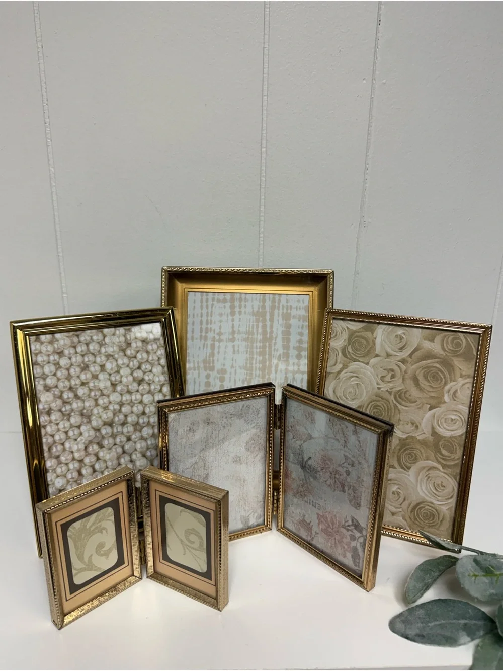 Vintage Mid-Century Brass & Goldtone Metal Picture Frame Bundle (Bundle of 5)
